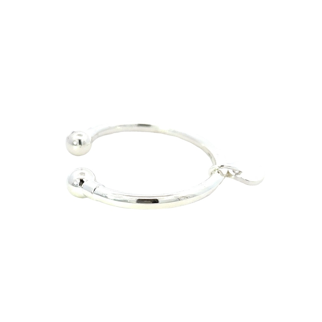 Baby Bangle With Heart Tag In Sterling Silver